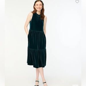 J Crew Green Velvet long dress size 4